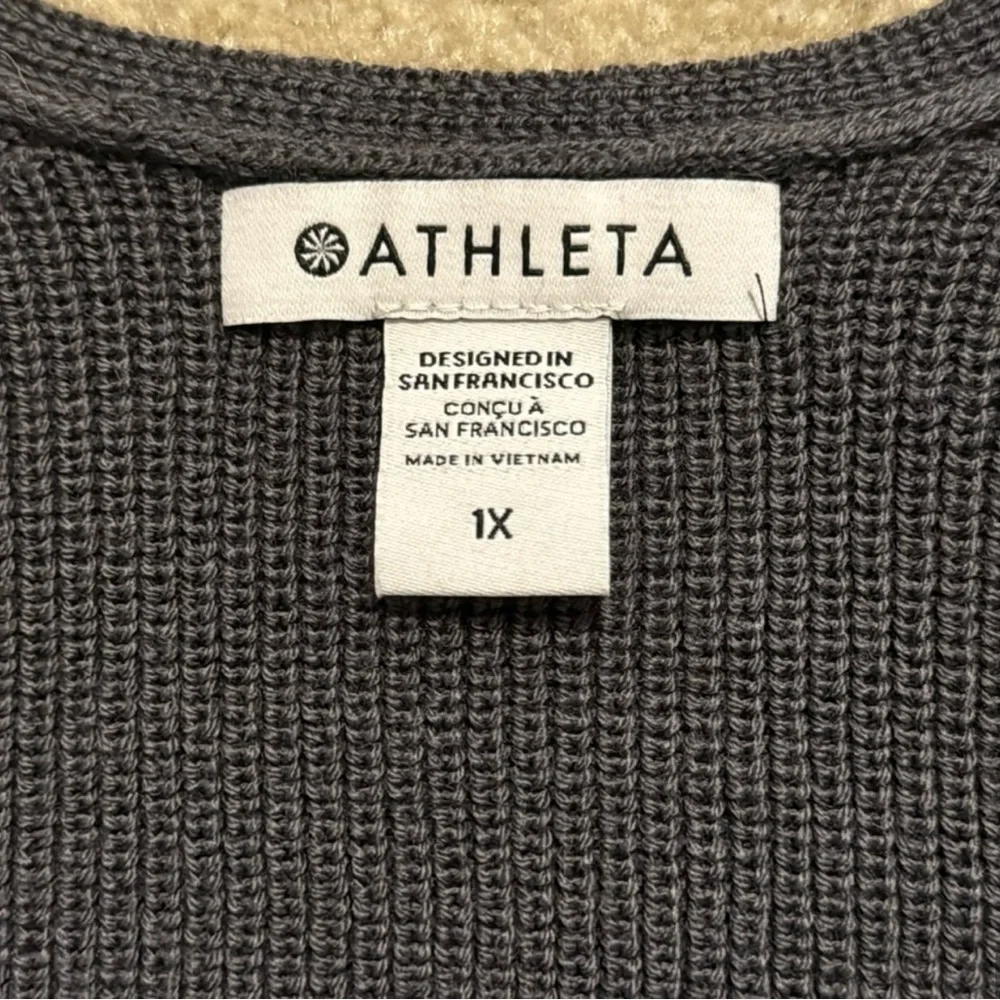 Athleta Handover Refined Wool Blend V Neck Ribbed Sweater Purple/Gray - Picture 8 of 8